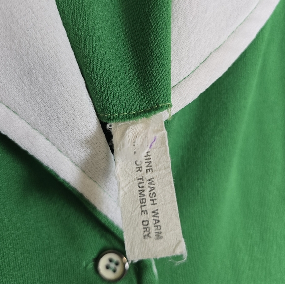 VNTG Handmade Green Collared Button Down Dress STUNNING Floral Detail - Picture 10 of 13